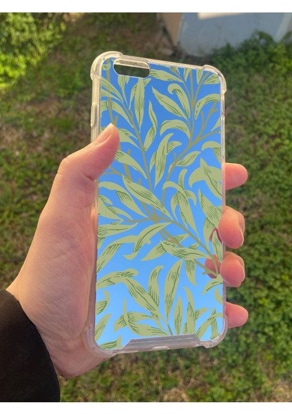 Apple iPhone 6s Plus Uyumlu Aynalı Yaprak Desenli Darbe Kamera Korumalı Silikon Telefon Kılıfı modelleri