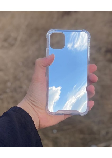 Apple iPhone 11 Uyumlu Aynalı Düz Desenli Darbe Kamera Korumalı Silikon Telefon Kılıfı