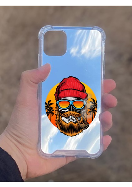 Apple iPhone 11 Uyumlu Aynalı Kuru Kafa Desenli Darbe Kamera Korumalı Silikon Telefon Kılıfı