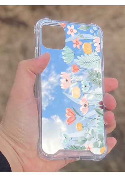 Apple iPhone 11 Uyumlu Aynalı Renkli Lale Desenli Darbe Kamera Korumalı Silikon Telefon Kılıfı fiyatları