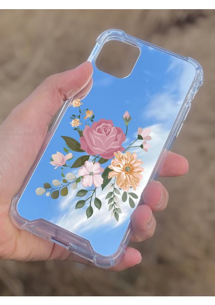 Apple iPhone 11 Uyumlu Aynalı Pembe Gül Desenli Darbe Kamera Korumalı Silikon Telefon Kılıfı modelleri