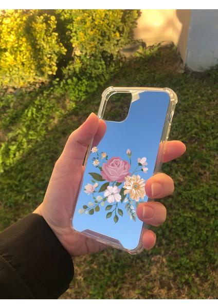 Apple iPhone 11 Pro Uyumlu Aynalı Pembe Gül Desenli Darbe Kamera Korumalı Silikon Telefon Kılıfı fiyatları