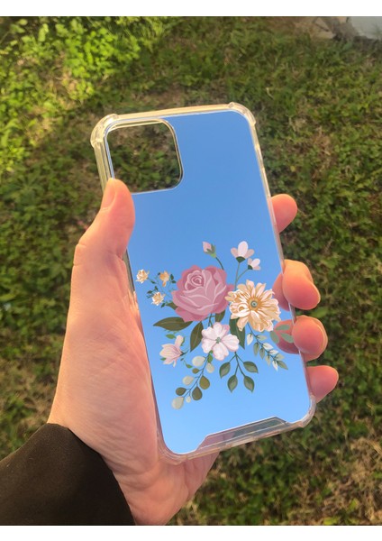 Apple iPhone 11 Pro Uyumlu Aynalı Pembe Gül Desenli Darbe Kamera Korumalı Silikon Telefon Kılıfı modelleri