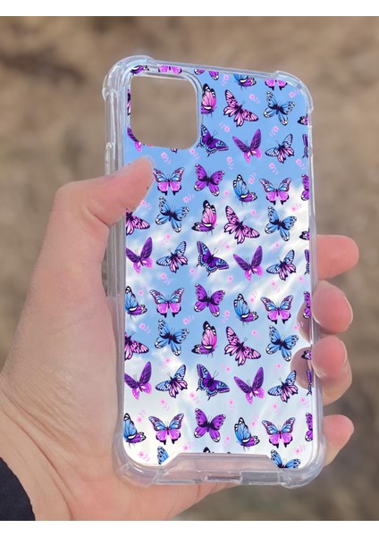 Apple iPhone 11 Uyumlu Aynalı Kelebek Desenli Darbe Kamera Korumalı Silikon Telefon Kılıfı fiyatları