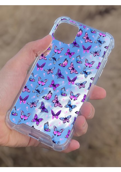 Apple iPhone 11 Uyumlu Aynalı Kelebek Desenli Darbe Kamera Korumalı Silikon Telefon Kılıfı modelleri