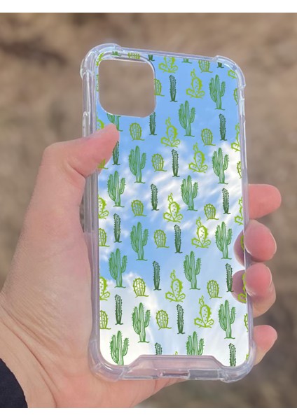 Apple iPhone 11 Uyumlu Aynalı Kaktüs Desenli Darbe Kamera Korumalı Silikon Telefon Kılıfı fiyatları