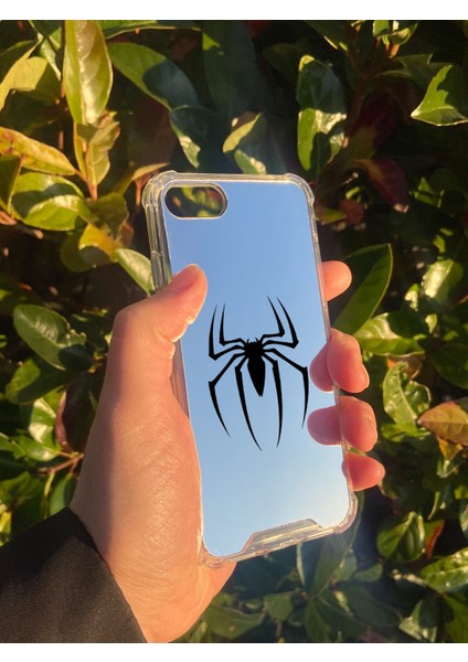 Apple iPhone Se Uyumlu Aynalı Örümcek Desenli Darbe Kamera Korumalı Silikon Telefon Kılıfı modelleri