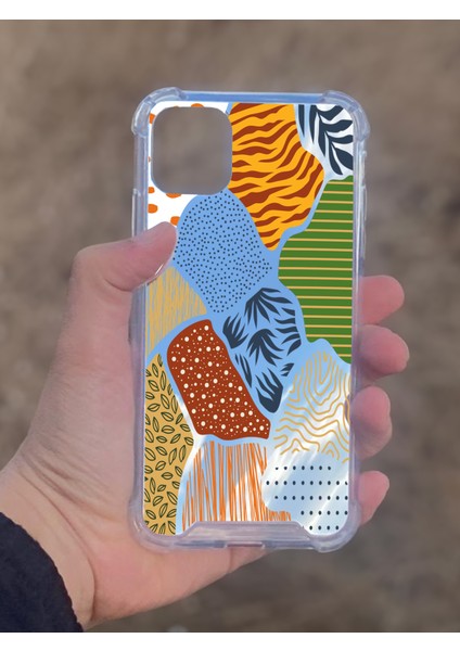 Apple iPhone 11 Uyumlu Aynalı Karışık Desenli Darbe Kamera Korumalı Silikon Telefon Kılıfı