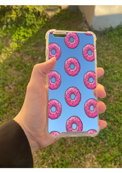 Apple iPhone 6s Plus Uyumlu Aynalı Donut Desenli Darbe Kamera Korumalı Silikon Telefon Kılıfı