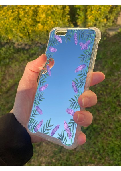Apple iPhone 6s Plus Uyumlu Aynalı Lavanta Desenli Darbe Kamera Korumalı Silikon Telefon Kılıfı fiyatları