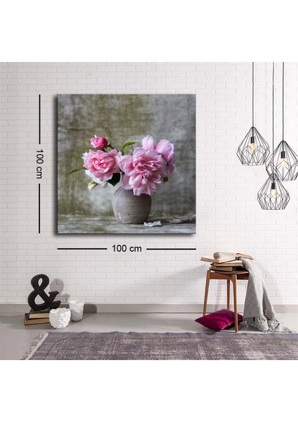 Dekoratif Baskı Illüstrasyon Saksı Da Çiçek Kanvas Tablo