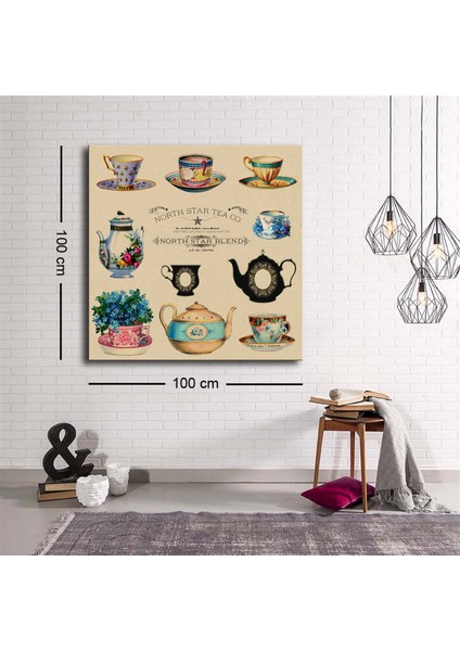 Dekoratif Baskı Illüstrasyon Fincanlar Kanvas Tablo