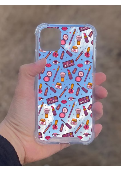 Apple iPhone 11 Uyumlu Aynalı Makyaj Desenli Darbe Kamera Korumalı Silikon Telefon Kılıfı
