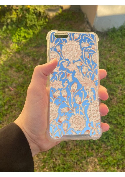 Apple iPhone 6 Plus Uyumlu Aynalı Lale Desenli Darbe Kamera Korumalı Silikon Telefon Kılıfı