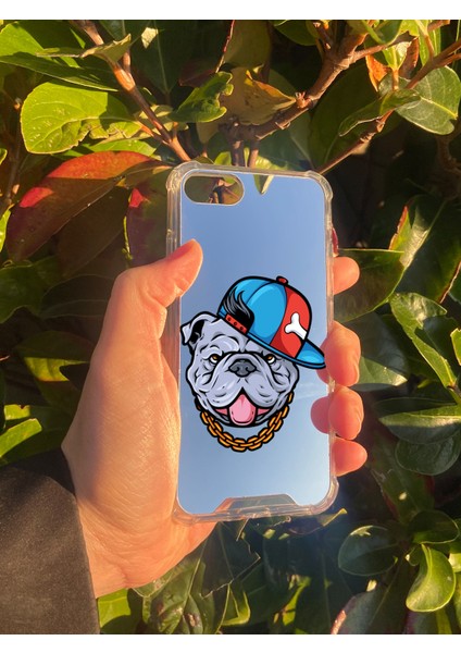 Apple iPhone 8 Uyumlu Aynalı Köpek Desenli Darbe Kamera Korumalı Silikon Telefon Kılıfı