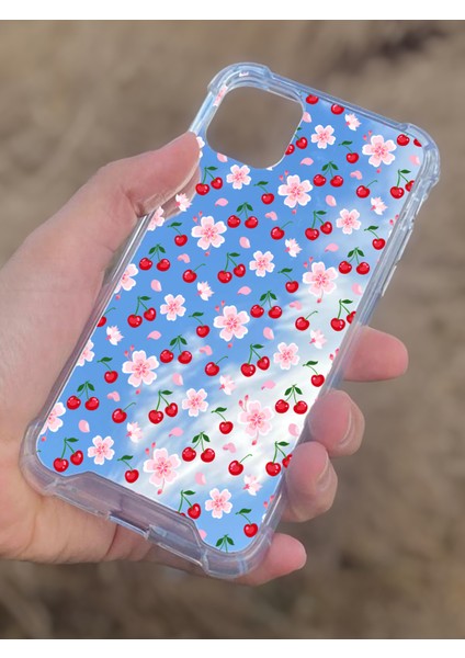 Apple iPhone 11 Uyumlu Aynalı Kiraz Desenli Darbe Kamera Korumalı Silikon Telefon Kılıfı modelleri