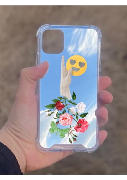 Apple iPhone 11 Uyumlu Aynalı Emoji Desenli Darbe Kamera Korumalı Silikon Telefon Kılıfı