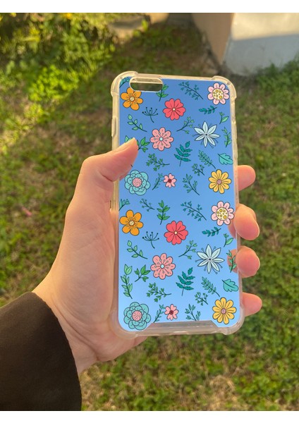 Apple iPhone 6s Plus Uyumlu Aynalı Yeşil Desenli Darbe Kamera Korumalı Silikon Telefon Kılıfı