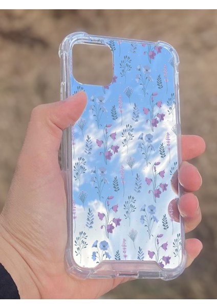 Apple iPhone 11 Uyumlu Aynalı Mor Çiçek Desenli Darbe Kamera Korumalı Silikon Telefon Kılıfı fiyatları