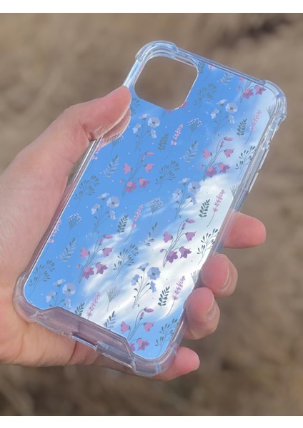 Apple iPhone 11 Uyumlu Aynalı Mor Çiçek Desenli Darbe Kamera Korumalı Silikon Telefon Kılıfı modelleri
