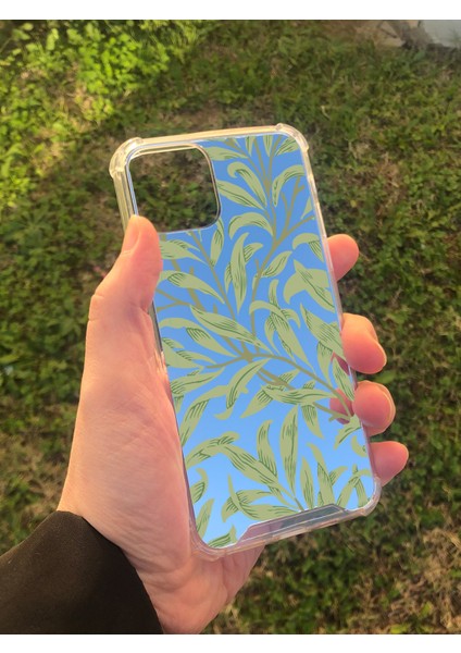 Apple iPhone 11 Pro Uyumlu Aynalı Yaprak Desenli Darbe Kamera Korumalı Silikon Telefon Kılıfı modelleri