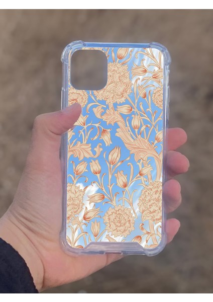 Apple iPhone 11 Uyumlu Aynalı Lale Desenli Darbe Kamera Korumalı Silikon Telefon Kılıfı