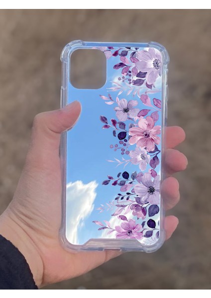 Apple iPhone 11 Uyumlu Aynalı Mor Ötesi Desenli Darbe Kamera Korumalı Silikon Telefon Kılıfı