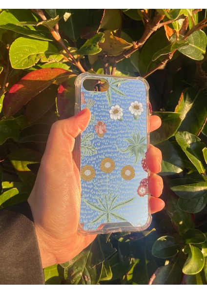 Apple iPhone 8 Uyumlu Aynalı Çiçek Desenli Darbe Kamera Korumalı Silikon Telefon Kılıfı