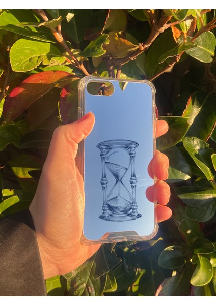 Apple iPhone Se 2022 Uyumlu Aynalı Kum Saati Desenli Darbe Kamera Korumalı Silikon Telefon Kılıfı