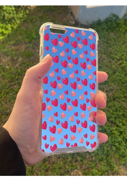 Apple iPhone 6 Plus Uyumlu Aynalı Pembe Kalp Desenli Darbe Kamera Korumalı Silikon Telefon Kılıfı modelleri