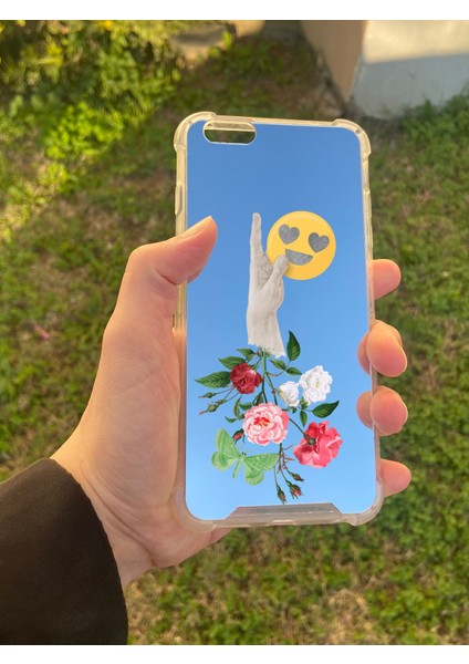 Apple iPhone 6 Plus Uyumlu Aynalı Emoji Desenli Darbe Kamera Korumalı Silikon Telefon Kılıfı