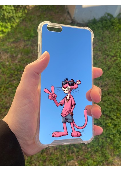 Apple iPhone 6 Plus Uyumlu Aynalı Pembe Panter Desenli Darbe Kamera Korumalı Silikon Telefon Kılıfı modelleri