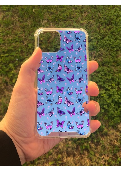 Apple iPhone 11 Pro Uyumlu Aynalı Kelebek Desenli Darbe Kamera Korumalı Silikon Telefon Kılıfı