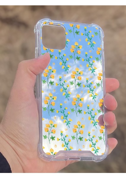 Apple iPhone 11 Uyumlu Aynalı Sarı Çiçek Desenli Darbe Kamera Korumalı Silikon Telefon Kılıfı fiyatları