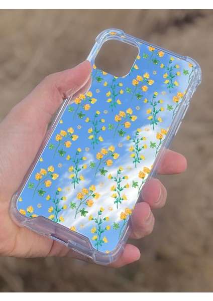 Apple iPhone 11 Uyumlu Aynalı Sarı Çiçek Desenli Darbe Kamera Korumalı Silikon Telefon Kılıfı modelleri