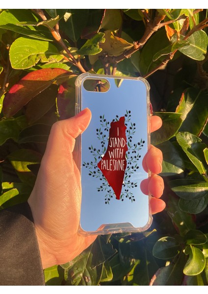 Apple iPhone Se 2020 Uyumlu Aynalı Palestine Desenli Darbe Kamera Korumalı Silikon Telefon Kılıfı