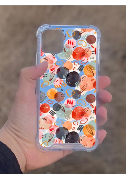 Apple iPhone 11 Uyumlu Aynalı Daire Desenli Darbe Kamera Korumalı Silikon Telefon Kılıfı
