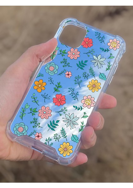Apple iPhone 11 Uyumlu Aynalı Çiçekler Desenli Darbe Kamera Korumalı Silikon Telefon Kılıfı modelleri