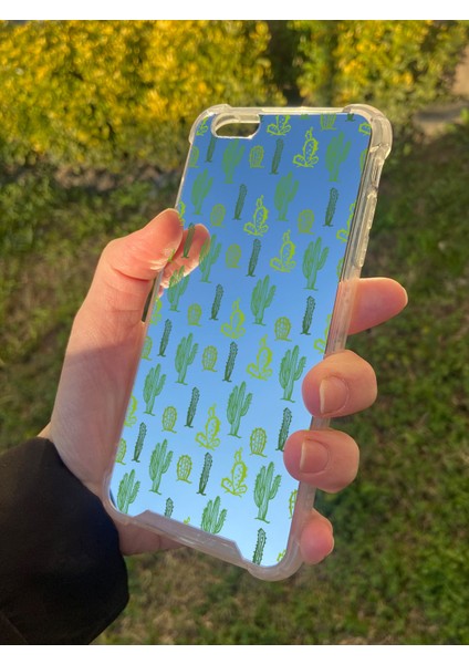 Apple iPhone 6s Plus Uyumlu Aynalı Kaktüs Desenli Darbe Kamera Korumalı Silikon Telefon Kılıfı fiyatları