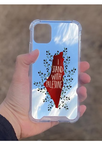Apple iPhone 11 Uyumlu Aynalı Palestine Desenli Darbe Kamera Korumalı Silikon Telefon Kılıfı