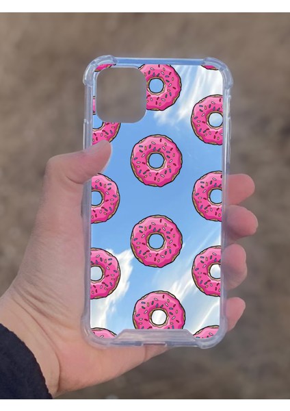 Apple iPhone 11 Uyumlu Aynalı Donut Desenli Darbe Kamera Korumalı Silikon Telefon Kılıfı