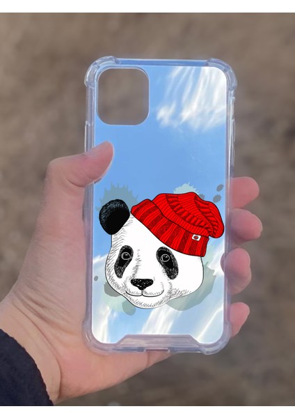 Apple iPhone 11 Uyumlu Aynalı Panda Desenli Darbe Kamera Korumalı Silikon Telefon Kılıfı