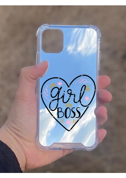 Apple iPhone 11 Uyumlu Aynalı Girl Bos Desenli Darbe Kamera Korumalı Silikon Telefon Kılıfı