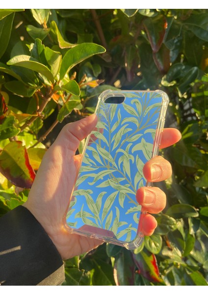 Apple iPhone Se 2020 Uyumlu Aynalı Yeşil Yaprak Desenli Darbe Kamera Korumalı Silikon Telefon Kılıfı fiyatları
