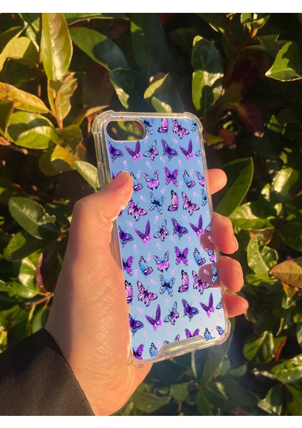 Apple iPhone Se Uyumlu Aynalı Kelebek Desenli Darbe Kamera Korumalı Silikon Telefon Kılıfı modelleri