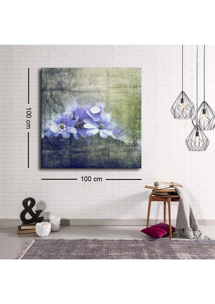 Dekoratif Baskı Illüstrasyon Mor Çiçek Kanvas Tablo