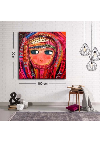 Dekoratif Baskı Illüstrasyon Colorful Woman 3 Kare Kanvas Tablo
