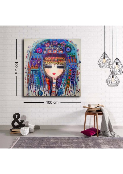 Dekoratif Baskı Illüstrasyon Colorful Woman 2 Kare Kanvas Tablo