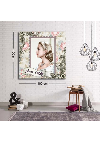 Dekoratif Baskı Illüstrasyon Grace Kelly Kare Kanvas Tablo