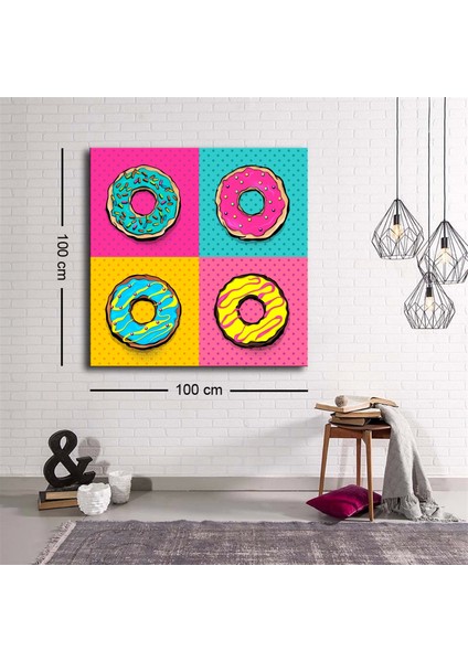 Dekoratif Baskı Illüstrasyon Popart Danut Kare Kanvas Tablo